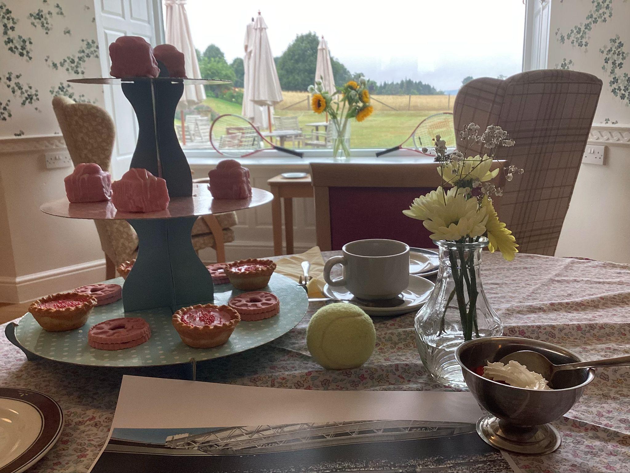 Strawberry themed goodies at coffee morning