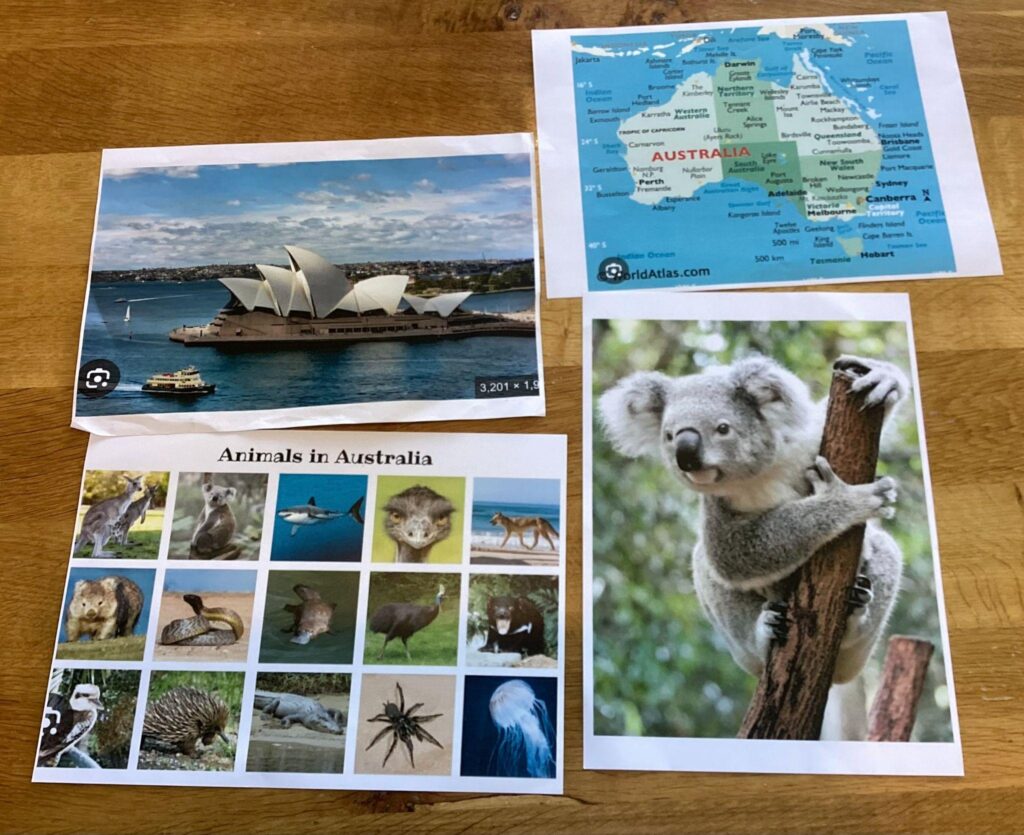 Australian themed pictures in the sitting room.