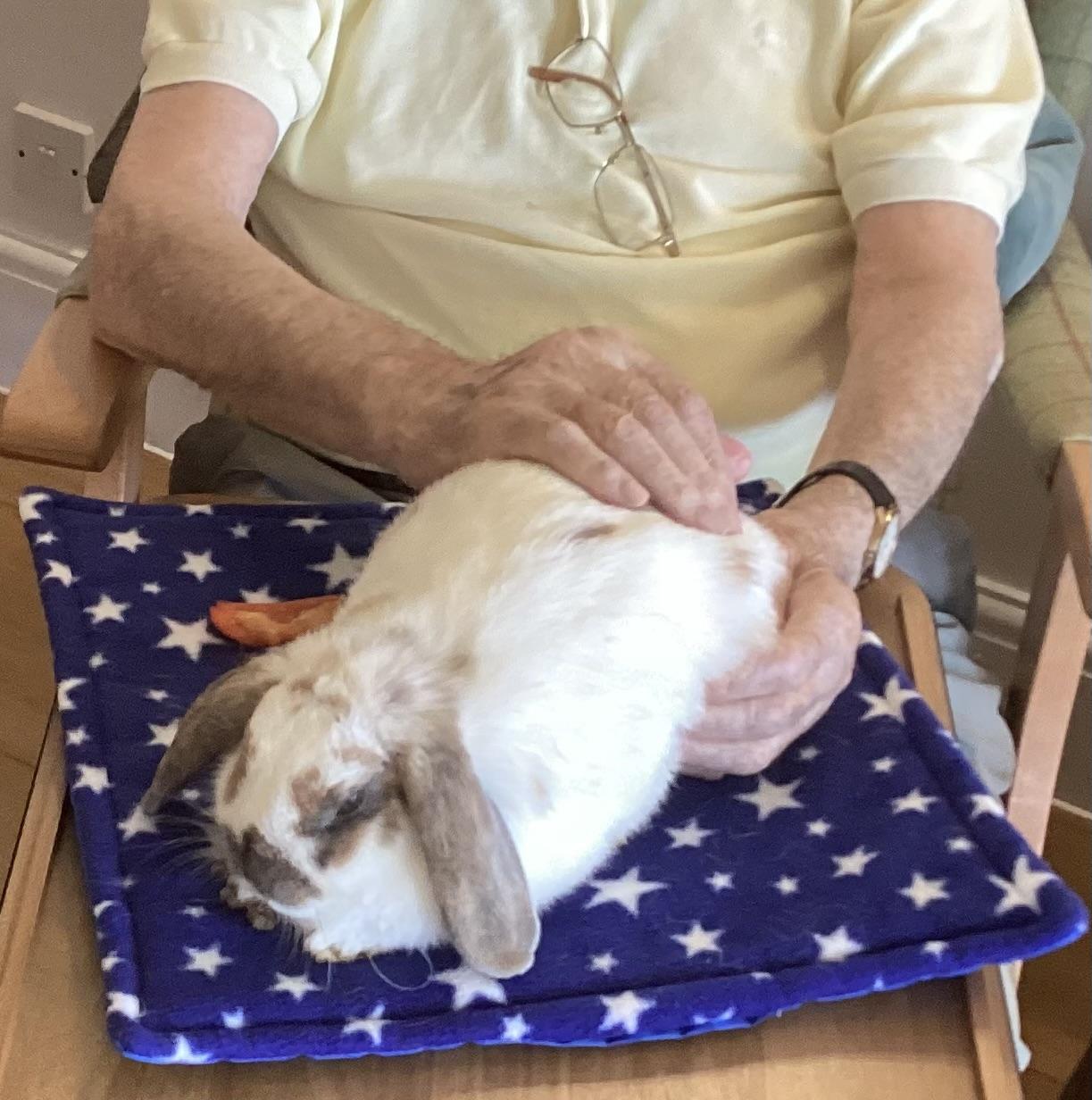 Residents’ enjoying time with some cute cuddly bunnies.
